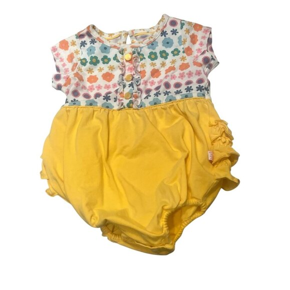 Rufflebutts yellow colorful ruffle bubble romper size 6-12 months - Picture 1 of 6